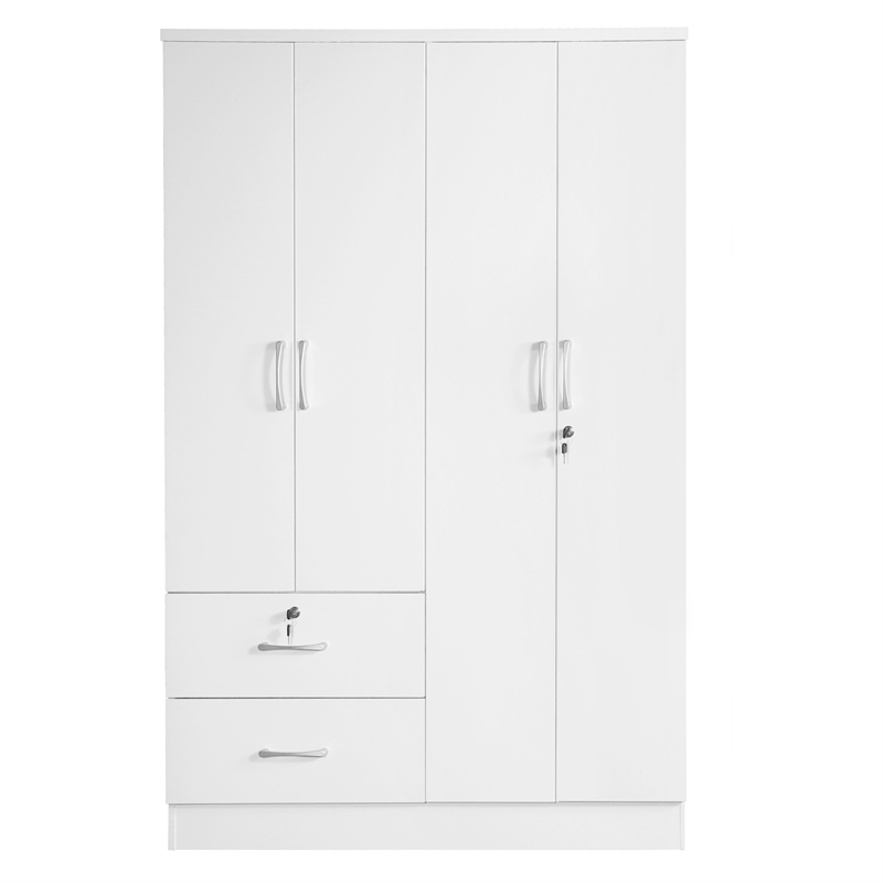 Pemberly Row Modern Modern Wood 4 Doors 2 Drawers Armoire in White