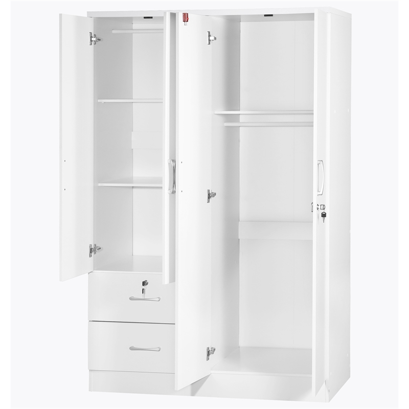 Pemberly Row Modern Modern Wood 4 Doors 2 Drawers Armoire in White