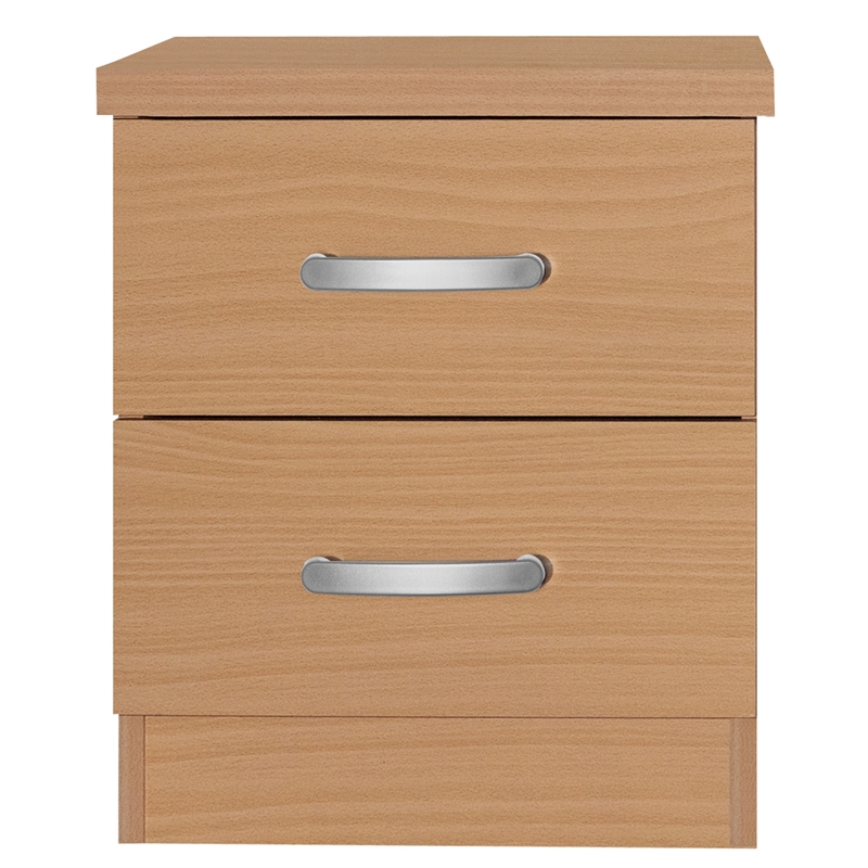 Pemberly Row Contemporary Faux Wood 2 Drawer Nightstand in Beech