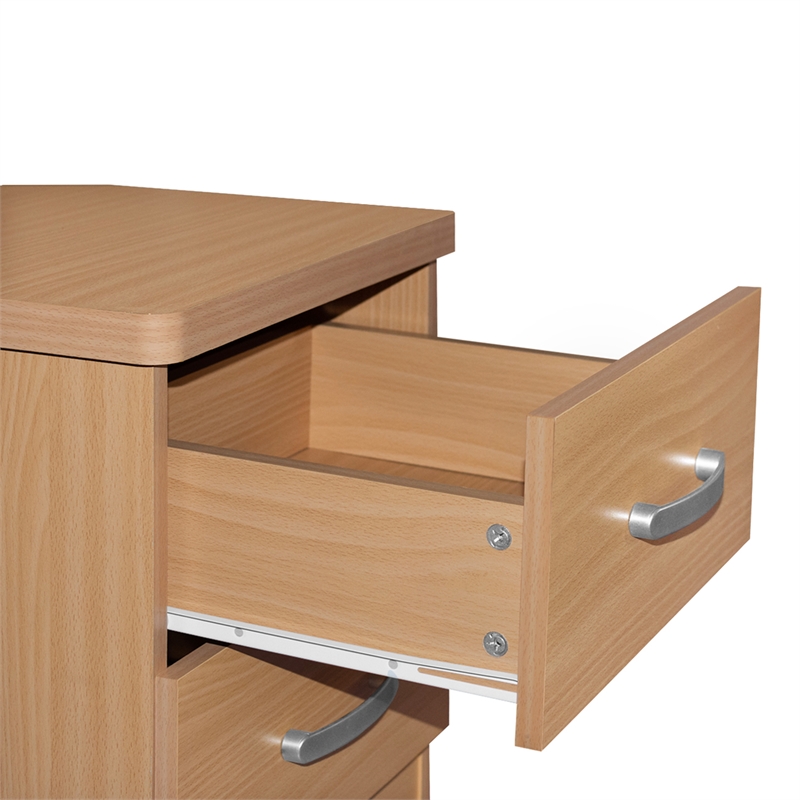 Pemberly Row Contemporary Faux Wood 2 Drawer Nightstand in Beech