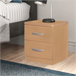 Pemberly Row Contemporary Faux Wood 2 Drawer Nightstand in Beech