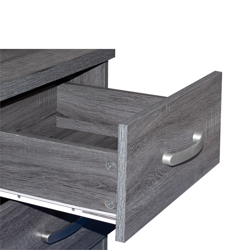 Pemberly Row Contemporary Faux Wood 2 Drawer Nightstand in Gray