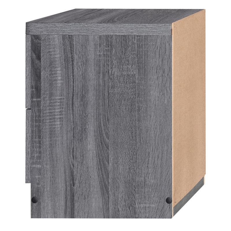 Pemberly Row Contemporary Faux Wood 2 Drawer Nightstand in Gray