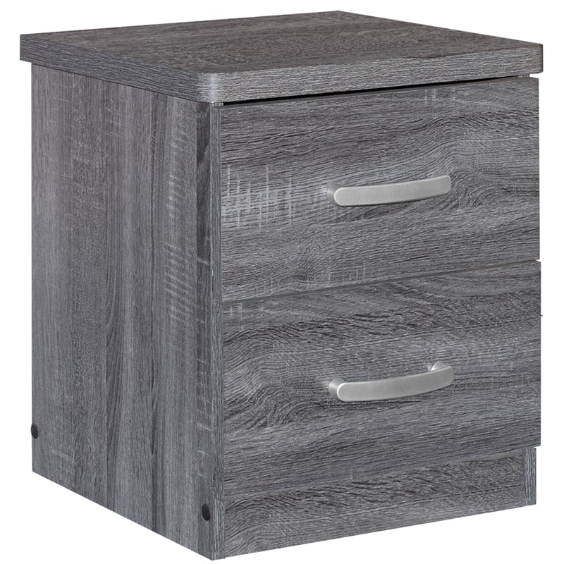 Pemberly Row Contemporary Faux Wood 2 Drawer Nightstand in Gray