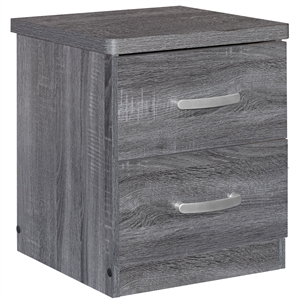 Pemberly Row Contemporary Faux Wood 2 Drawer Nightstand in Gray