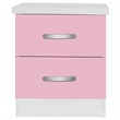 Pemberly Row Contemporary Faux Wood 2 Drawer Nightstand in Pink & White