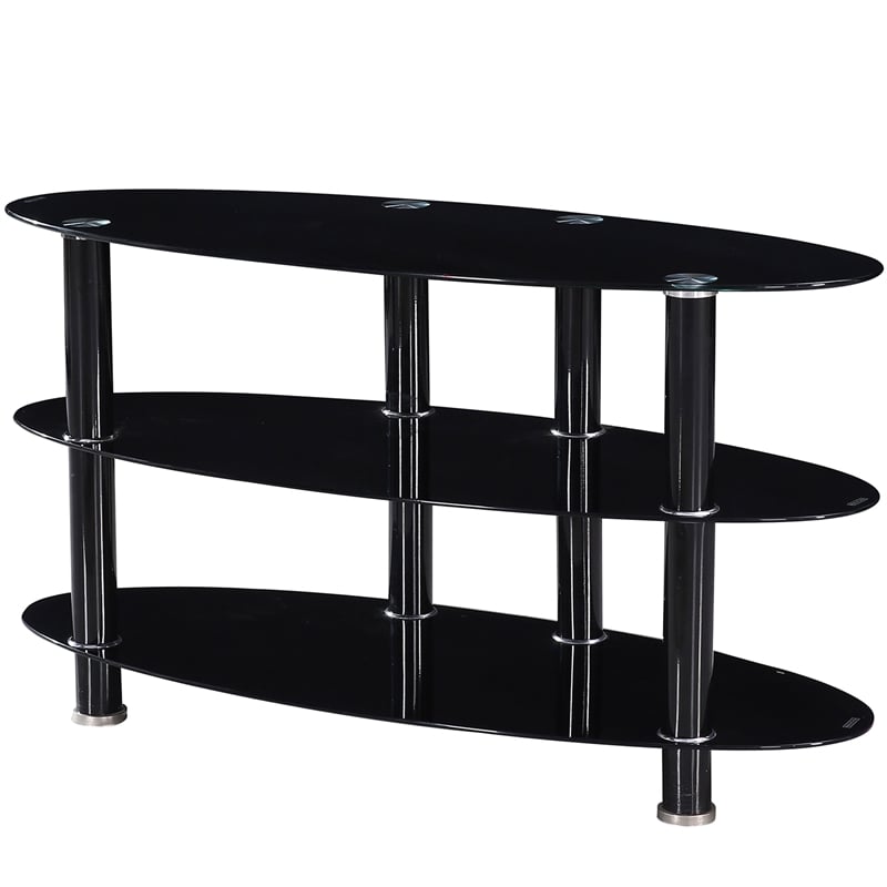 Pemberly Row Contemporary Glass Oval TV Stand for TVs up to 40