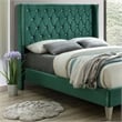 Pemberly Row Contemporary Velvet Upholstered Queen Platform Bed in Green