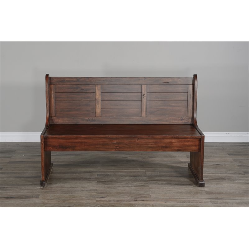 Pemberly Row Farmhouse Wood Breakfast Nook Set in Medium Brown