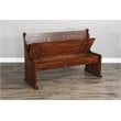 Pemberly Row Farmhouse Wood Breakfast Nook Set in Medium Brown