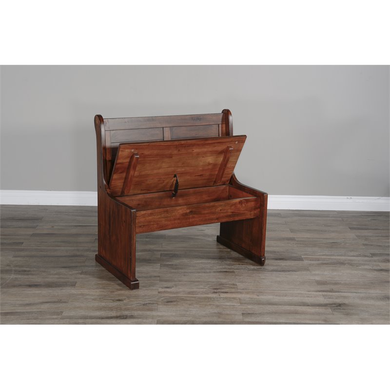 Pemberly Row Farmhouse Wood Breakfast Nook Set in Medium Brown
