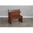 Pemberly Row Farmhouse Wood Breakfast Nook Set in Medium Brown