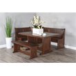 Pemberly Row Farmhouse Wood Breakfast Nook Set in Medium Brown