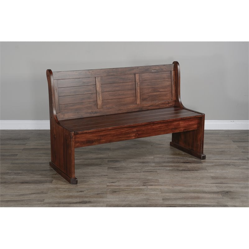 Pemberly Row Farmhouse Wood Breakfast Nook Set in Medium Brown