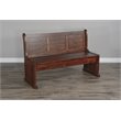 Pemberly Row Farmhouse Wood Breakfast Nook Set in Medium Brown