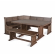 Pemberly Row Farmhouse Wood Breakfast Nook Set in Buckskin