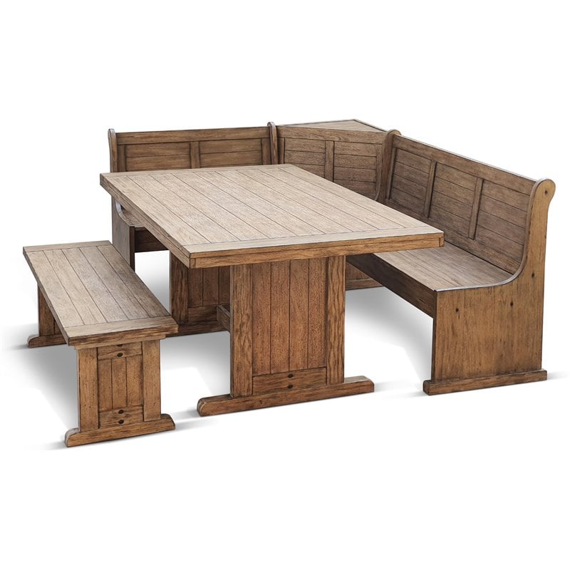 Pemberly Row Breakfast Corner Nook Kitchen Table Set in Natural