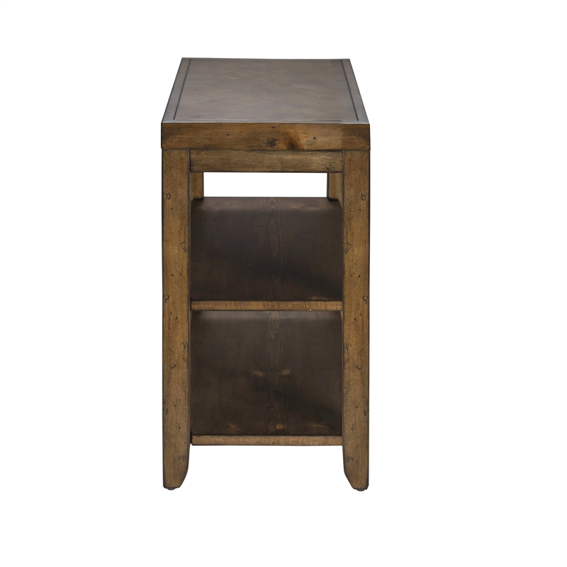 Pemberly Row Medium Transitional Wood Chair Side Table in Brown