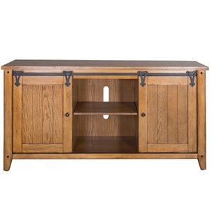 Pemberly Row Traditional Wood TV Console in Oak