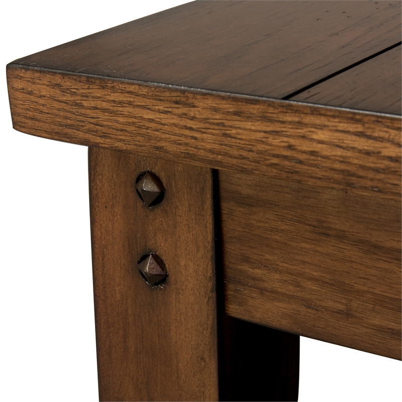 Pemberly Row Transitional Wood Square Lamp Table in Dark Brown