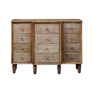 pemberly row traditional wood 12 drawer accent cabinet in brown