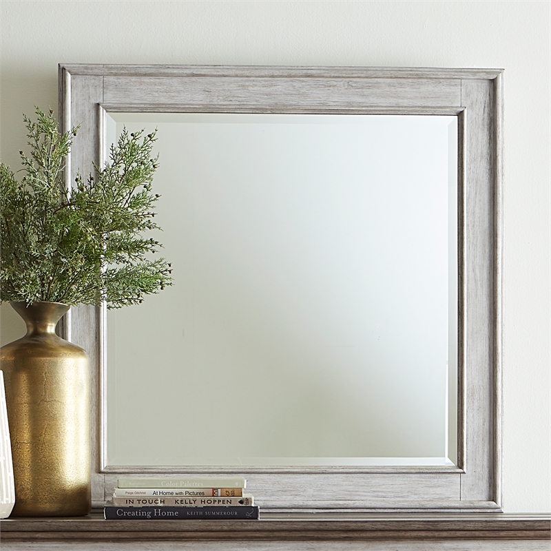 Pemberly Row Contemporary Wood Landscape Dresser Mirror