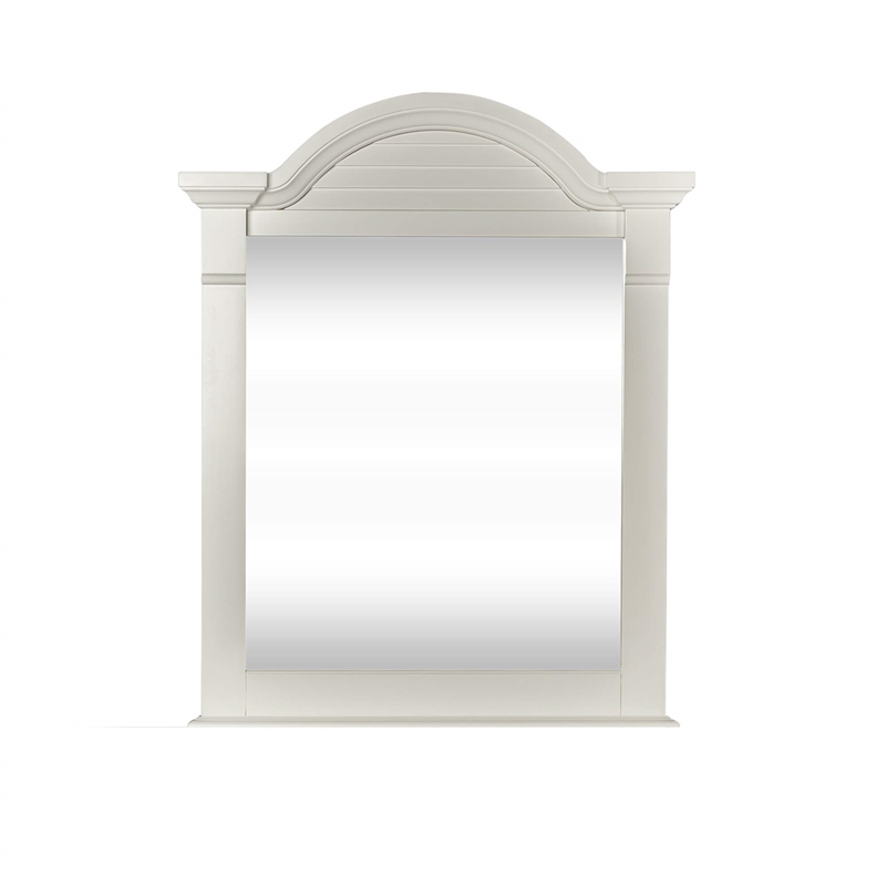 Pemberly Row Contemporary Wood Small Mirror in White