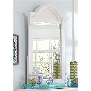 pemberly row contemporary wood small mirror in white