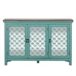 Pemberly Row Transitional 3-Door Wood Accent Cabinet in Turquoise