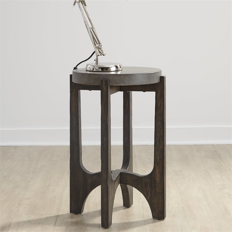 Pemberly Row Modern Wood Chair Side Table in Brown