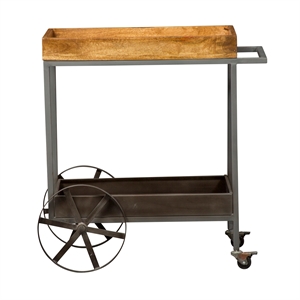 pemberly row transitional wood accent bar trolley in brown