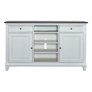 Pemberly Row Farmhouse 68&quot Highboy TV Console in White