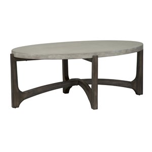 pemberly row modern wood oval cocktail table in brown