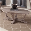 Pemberly Row Traditional Wood Oval Cocktail Table in Espresso