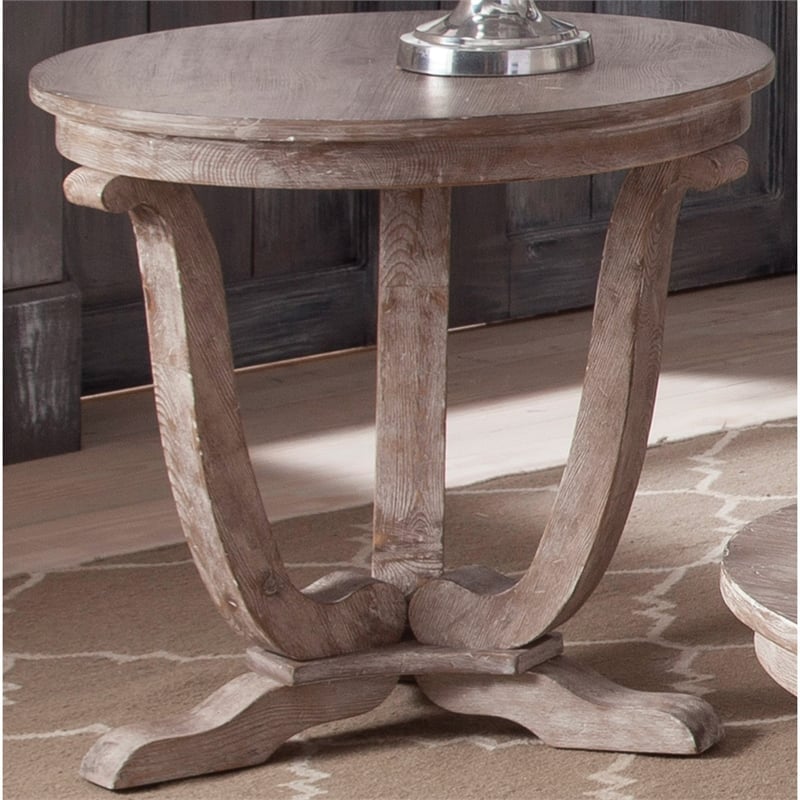 Pemberly Row Traditional Wood End Table in Gray