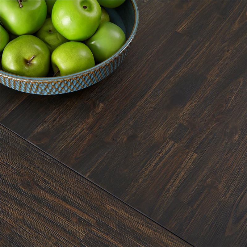 Pemberly Row Transitional Wood 6 Piece Trestle Table Set in Brown