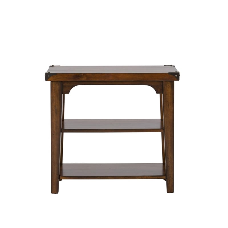 Pemberly Row Contemporary Chair Side Table in Mahogany