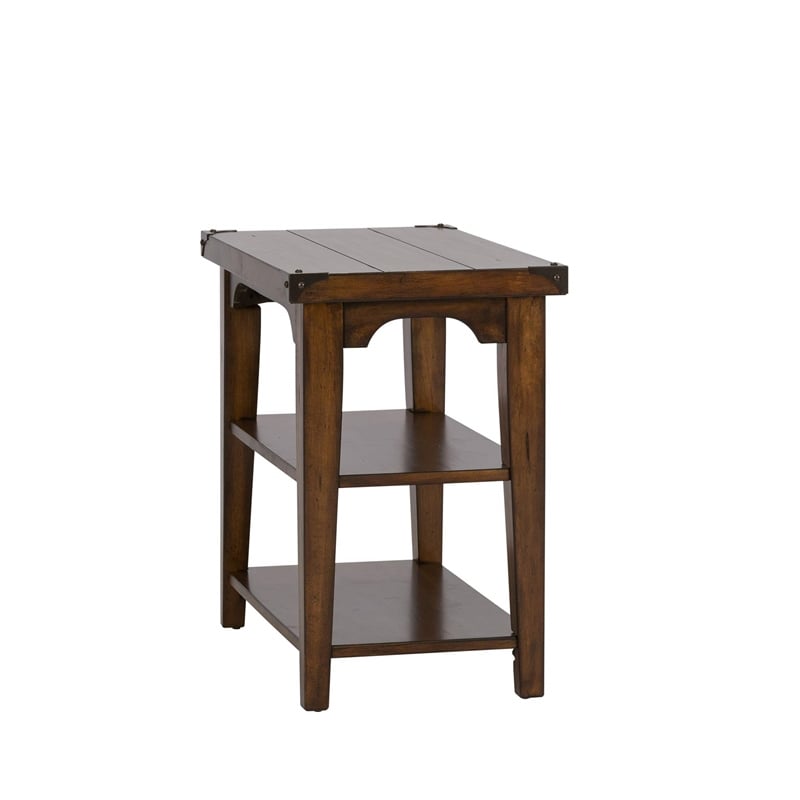 Pemberly Row Contemporary Chair Side Table in Mahogany
