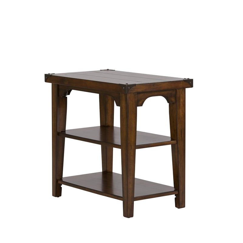 Pemberly Row Contemporary Chair Side Table in Mahogany