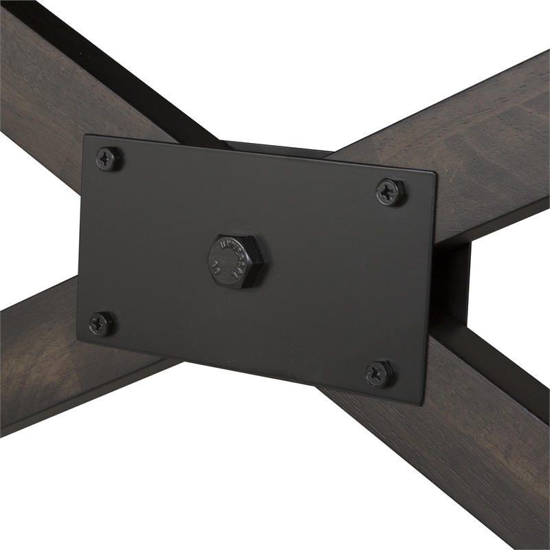 Pemberly Row Transitional Wood Trestle Table Top and Base in Chocolate