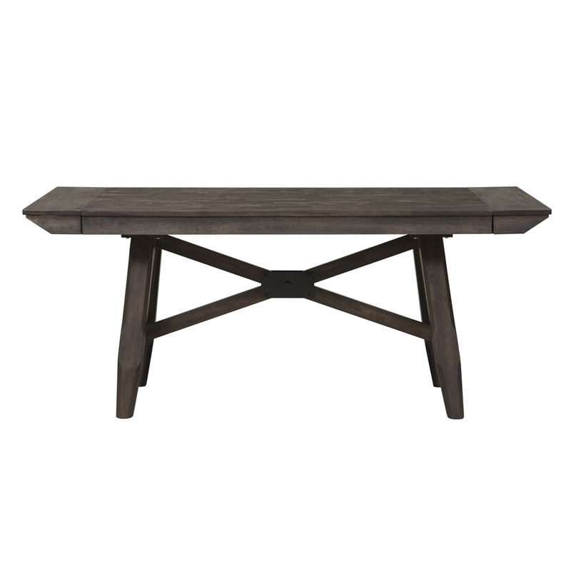 Pemberly Row Transitional Wood Trestle Table Top and Base in Chocolate