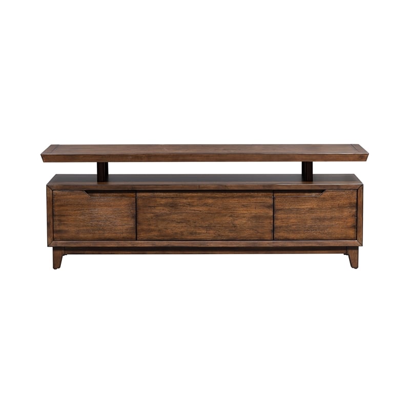 Pemberly Row Modern Wood TV Console in Mahogany