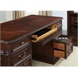 Pemberly Row Contemporary Metal Executive Desk in Mahogany