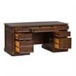 Pemberly Row Contemporary Metal Executive Desk in Mahogany