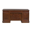 Pemberly Row Contemporary Metal Executive Desk in Mahogany