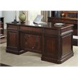 Pemberly Row Contemporary Metal Executive Desk in Mahogany