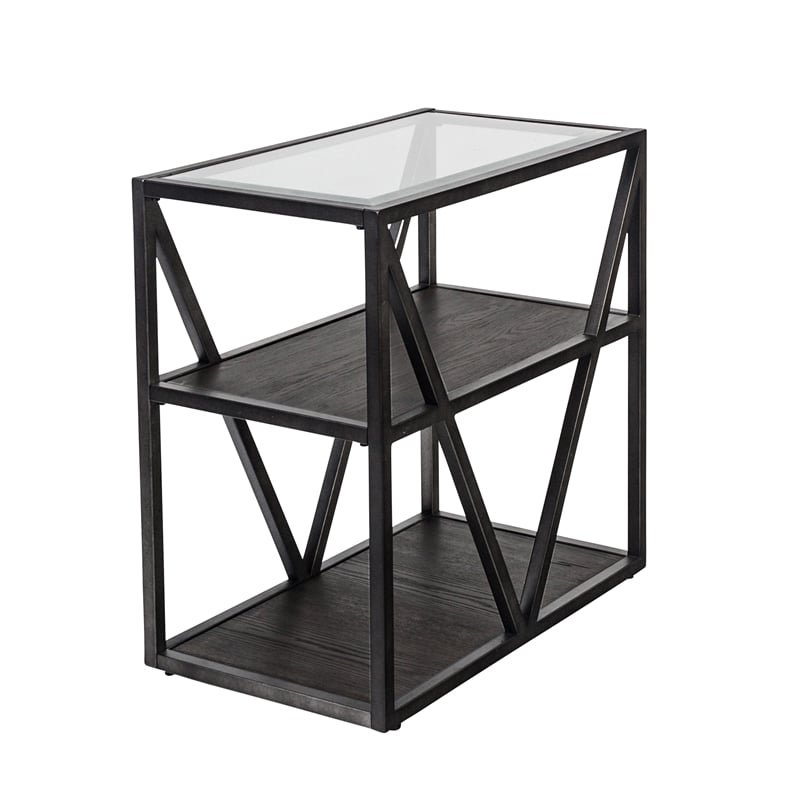 Pemberly Row Industrial Wood Chair Side Table in Gray