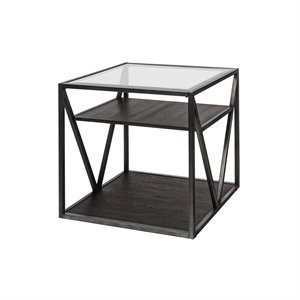 Pemberly Row Industrial Wood End Table in Gray