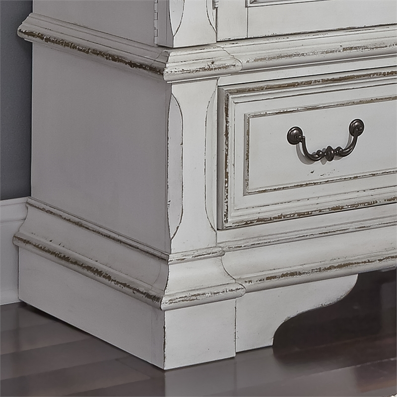 Pemberly Row Traditional Wood Mirrored Door Chest in White