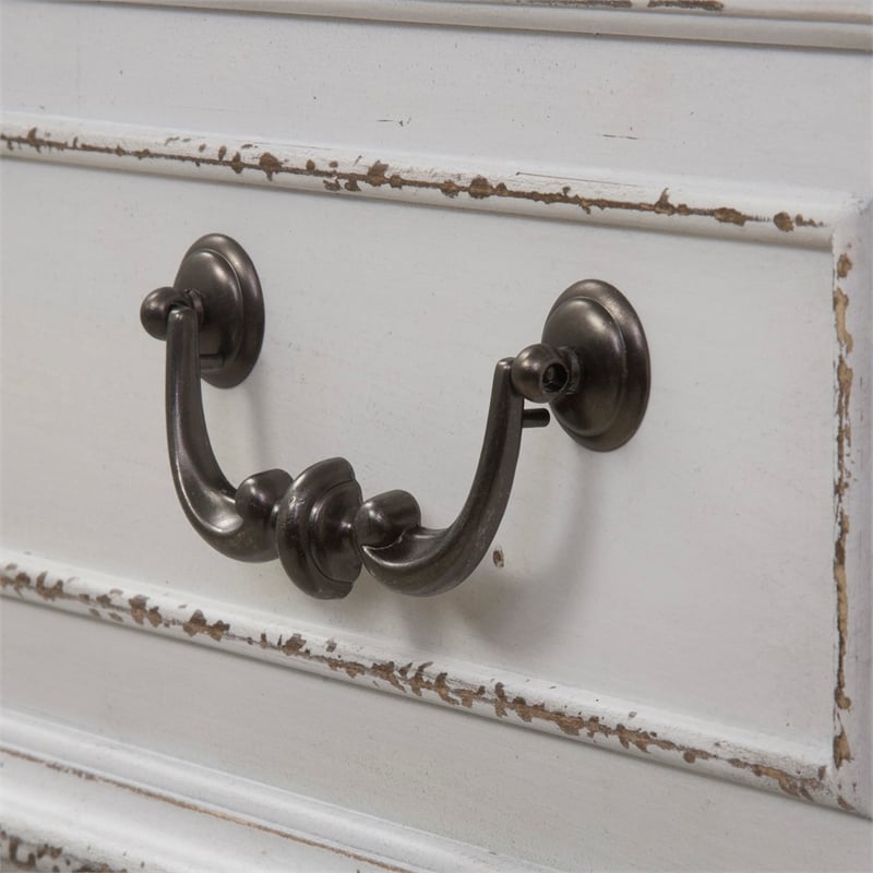 Pemberly Row Traditional Wood Mirrored Door Chest in White